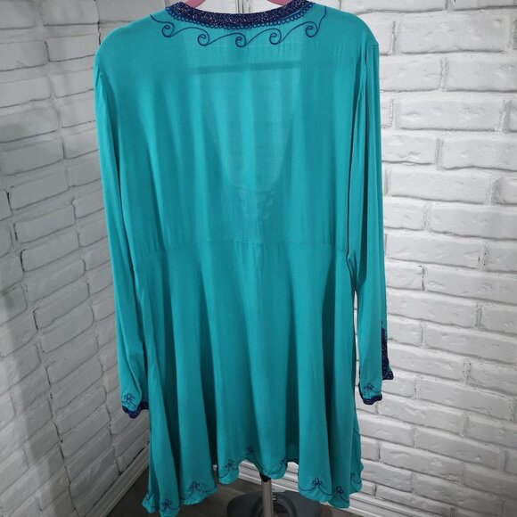 Moda International Ladies Size XL Teal & Purple Beach Coverup - Picture 2 of 9